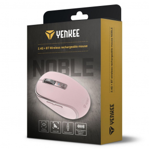 Yenkee vezeték nélküli (Bluetooth 5.2 és 2.4GHz) egér rózsaszín (YMS 2085PK)